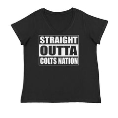 Straight Outta Colts Nation Football  Ladies V-Neck T-shirt Black