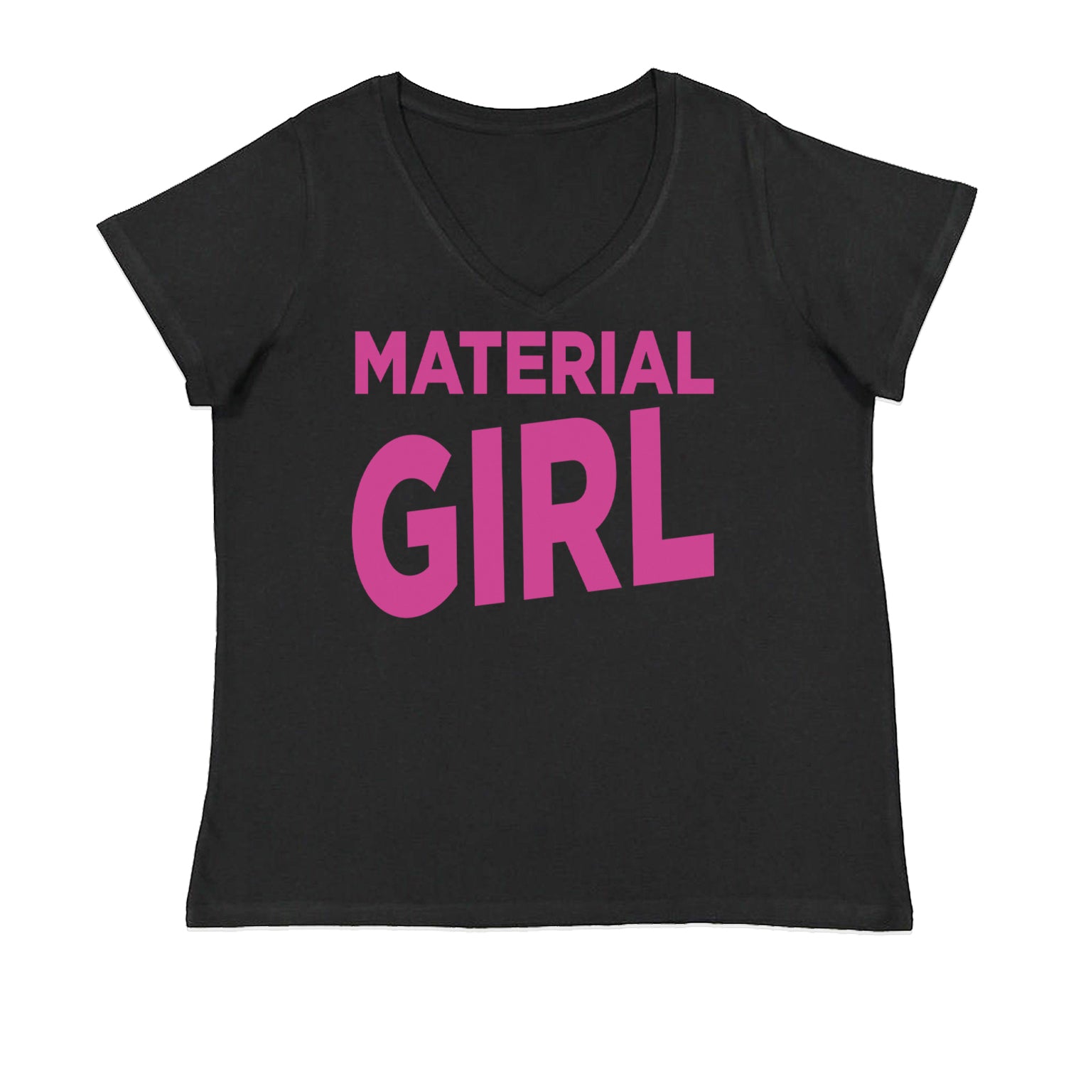 Material Girl 80's Retro Celebration Ladies V-Neck T-shirt Black