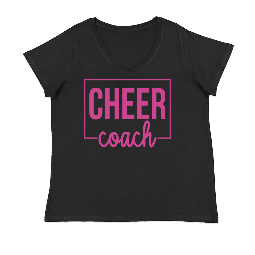 Cheer Coach Cheerleader Ladies V-Neck T-shirt Black