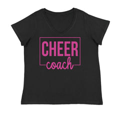 Cheer Coach Cheerleader Ladies V-Neck T-shirt Black