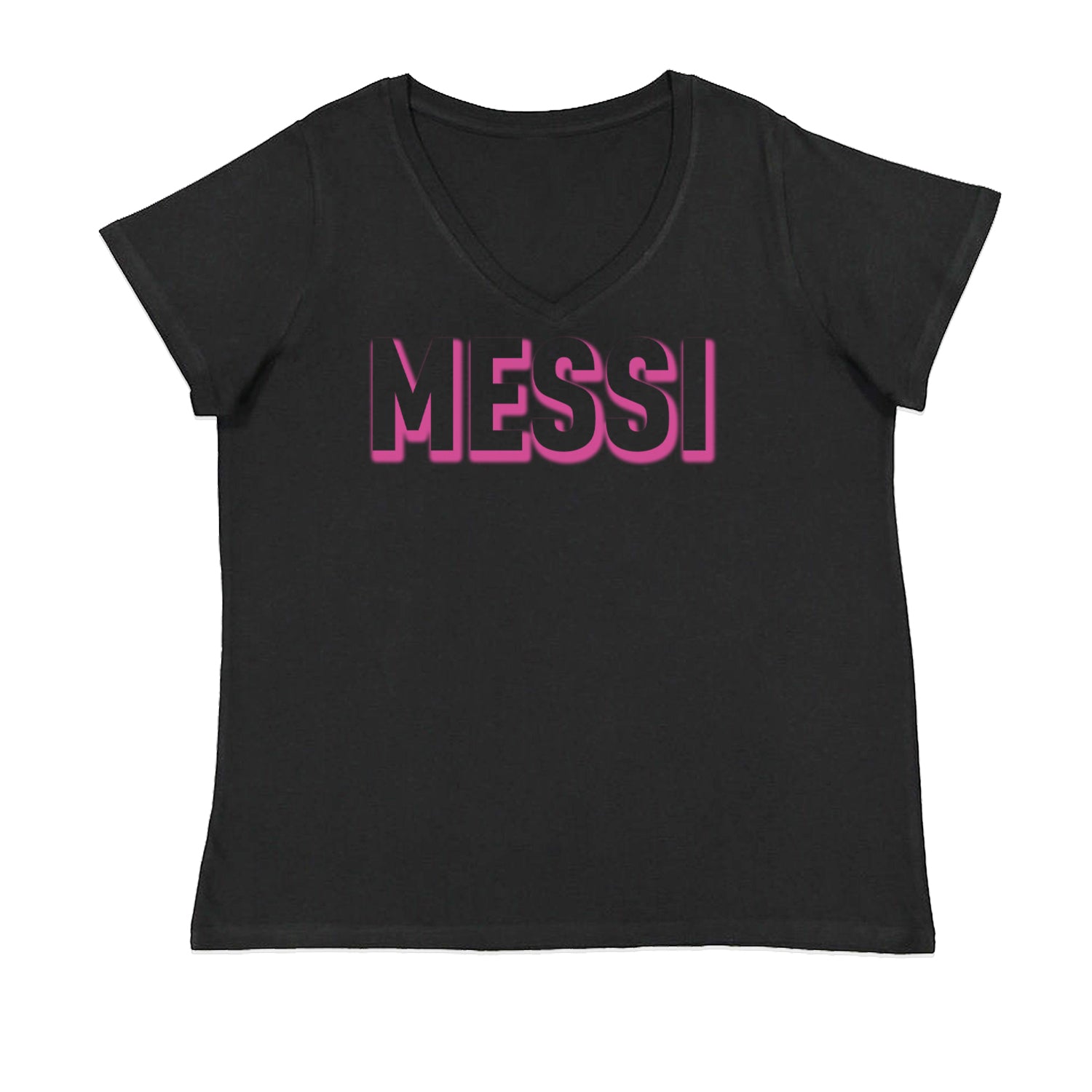 Messi OUTLINE Miami Futbol Ladies V-Neck T-shirt Black