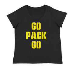 Go Pack Go Green Bay Ladies V-Neck T-shirt Black