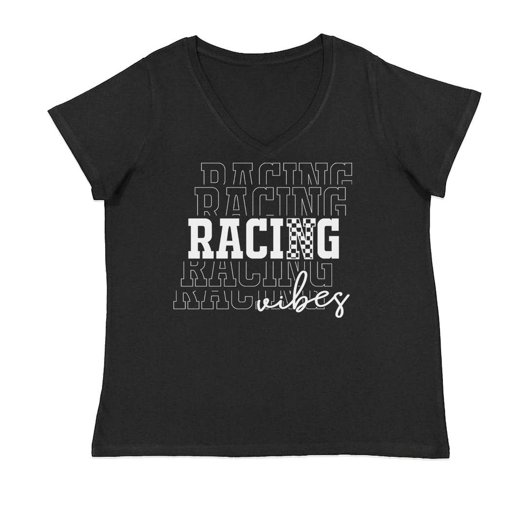Racing Vibes Ladies V-Neck T-shirt Black