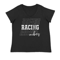 Racing Vibes Ladies V-Neck T-shirt Black