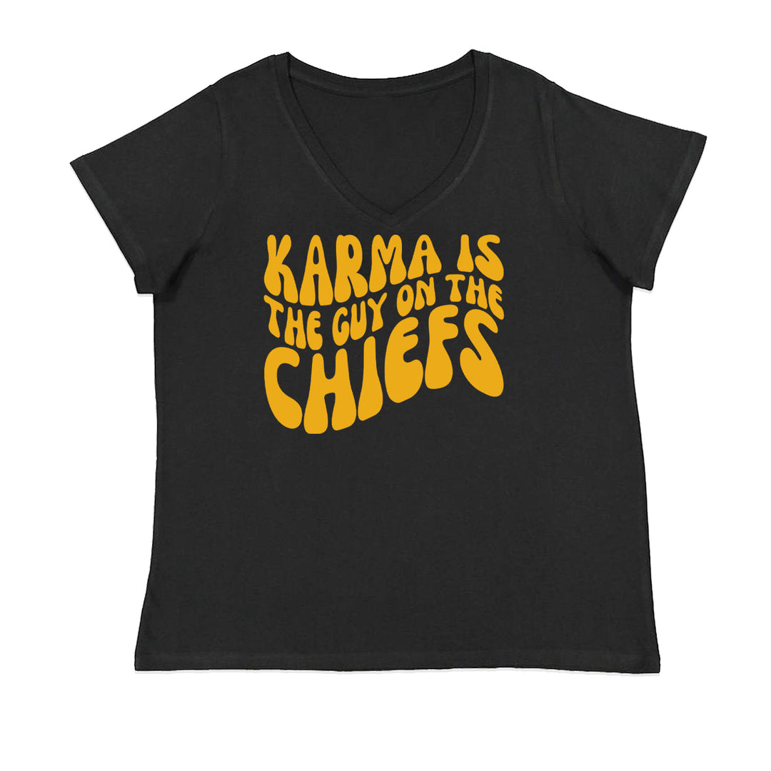 Karma Is The Guy On The Chiefs Boyfriend Ladies V-Neck T-shirt Black