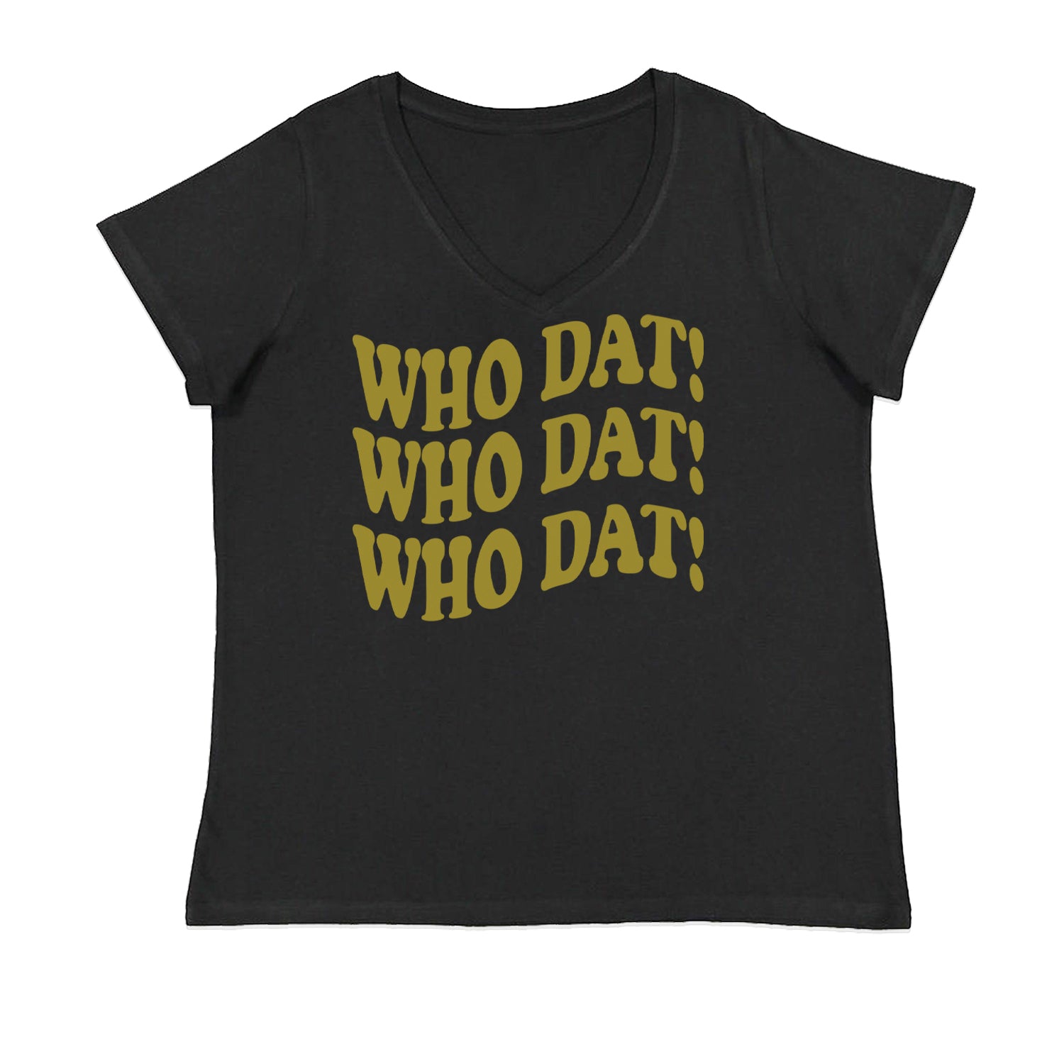 Who Dat Wavy Design Who Dat Nation Ladies V-Neck T-shirt Black