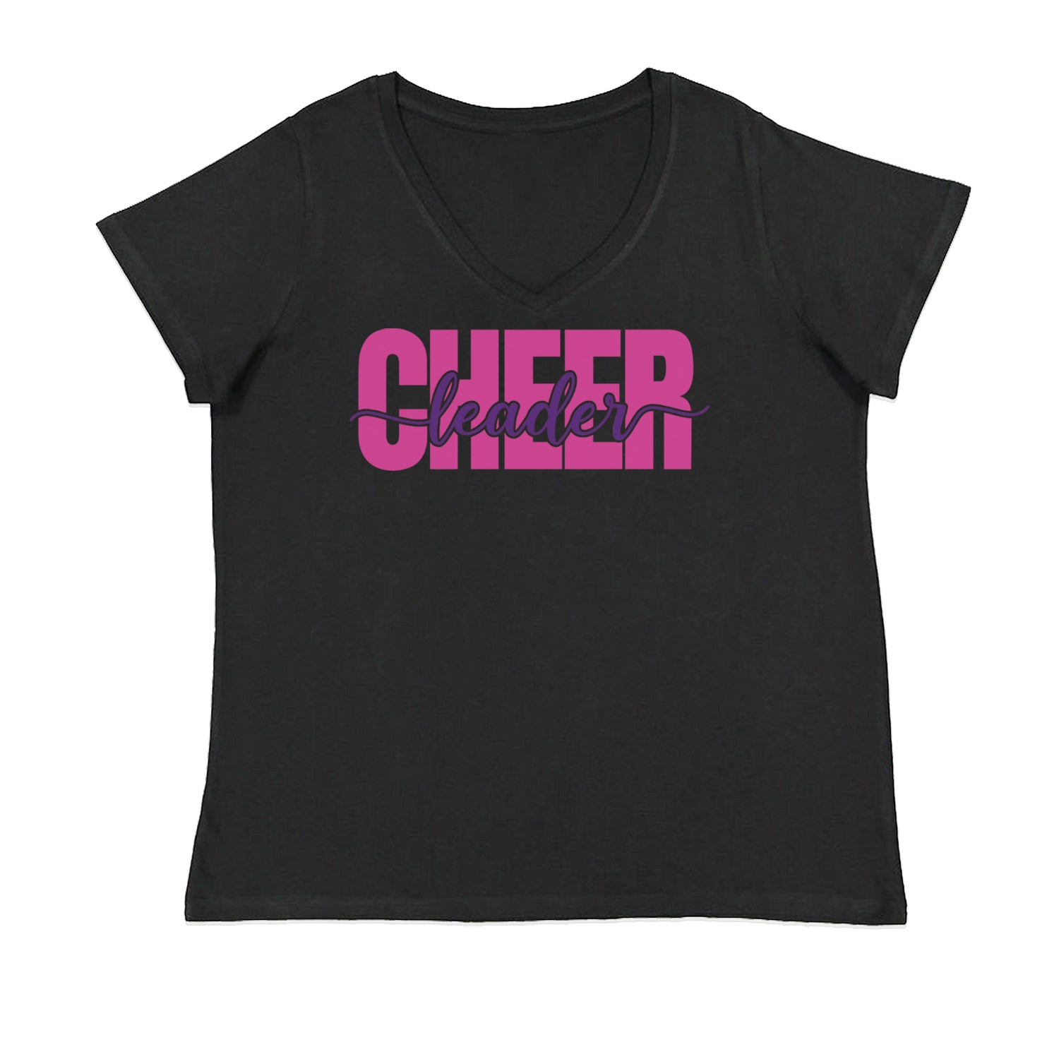 Cheerleader with Scripted Flair Ladies V-Neck T-shirt Black