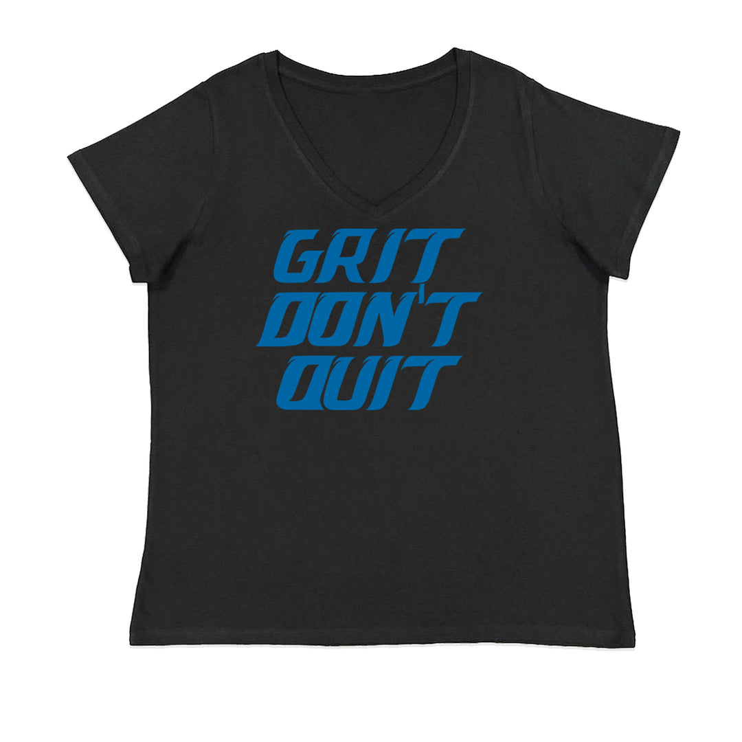 Grit Don't Quit Detroit Grit Ladies V-Neck T-shirt Black