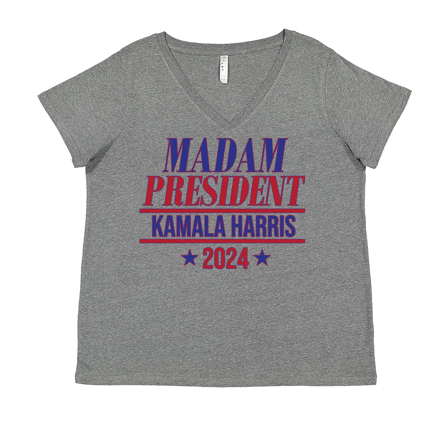 Madam President - Support kamala Harris For President 2024 Ladies V-Neck T-shirt Heather Grey