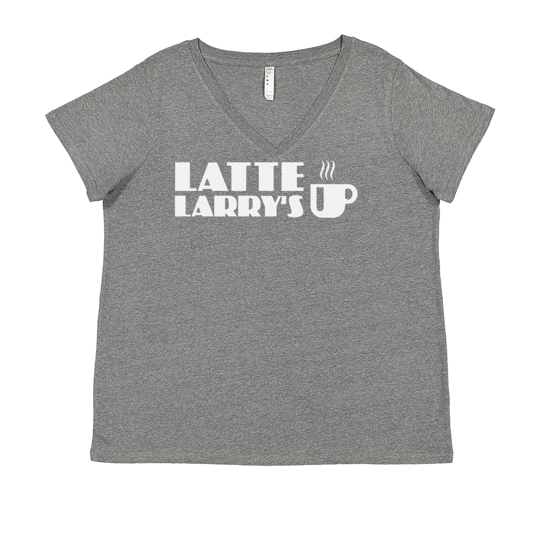 Latte Larry's Enthusiastic Coffee Ladies V-Neck T-shirt Heather Grey