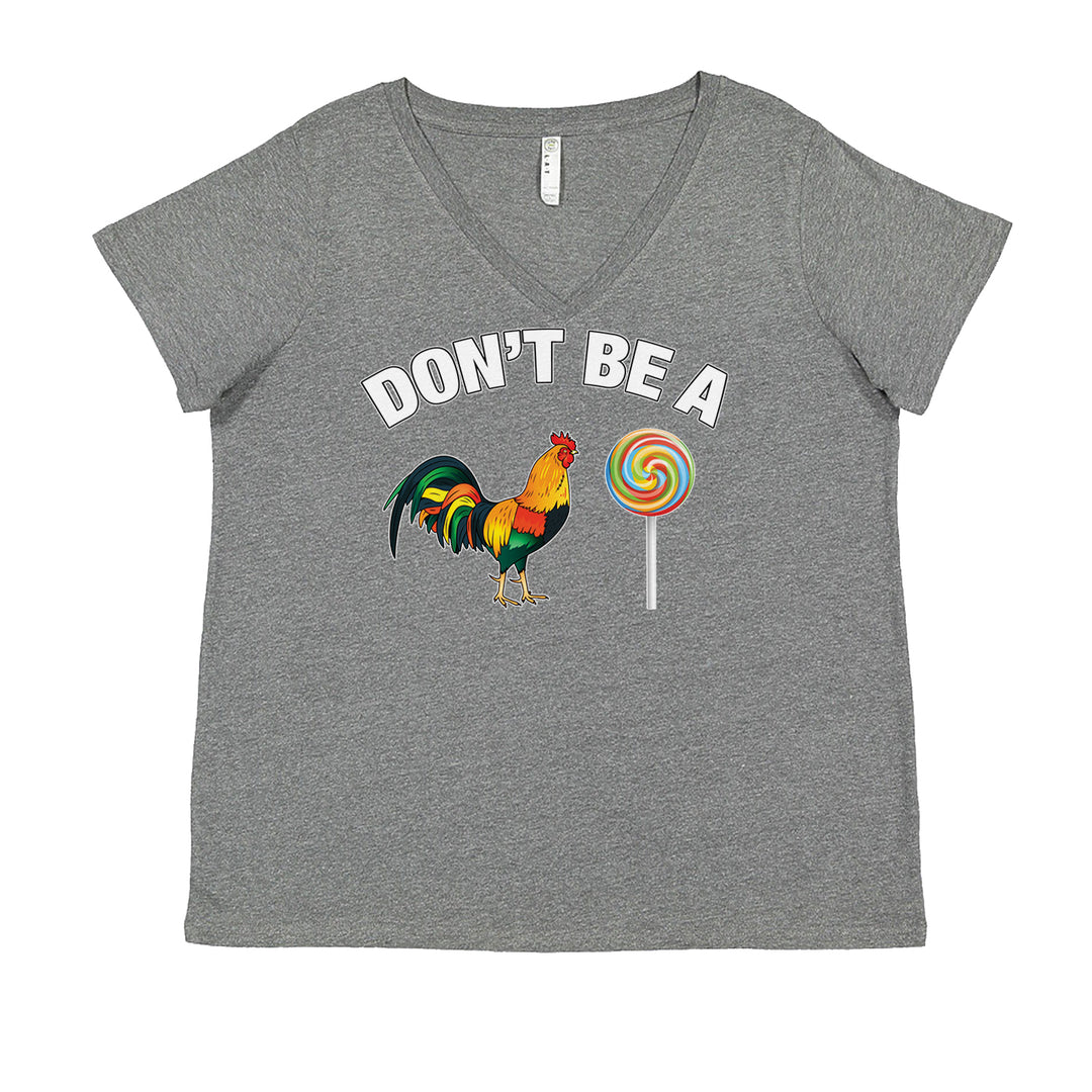 Don't Be A C-ck Sucker Funny Sarcastic Ladies V-Neck T-shirt Heather Grey
