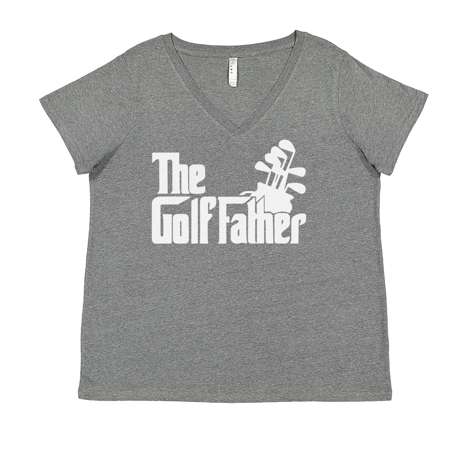 The Golf Father Golfing Dad  Ladies V-Neck T-shirt Heather Grey