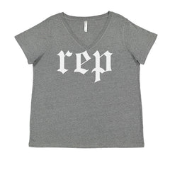 REP Reputation Eras Music Lover Gift Fan Favorite Ladies V-Neck T-shirt Heather Grey