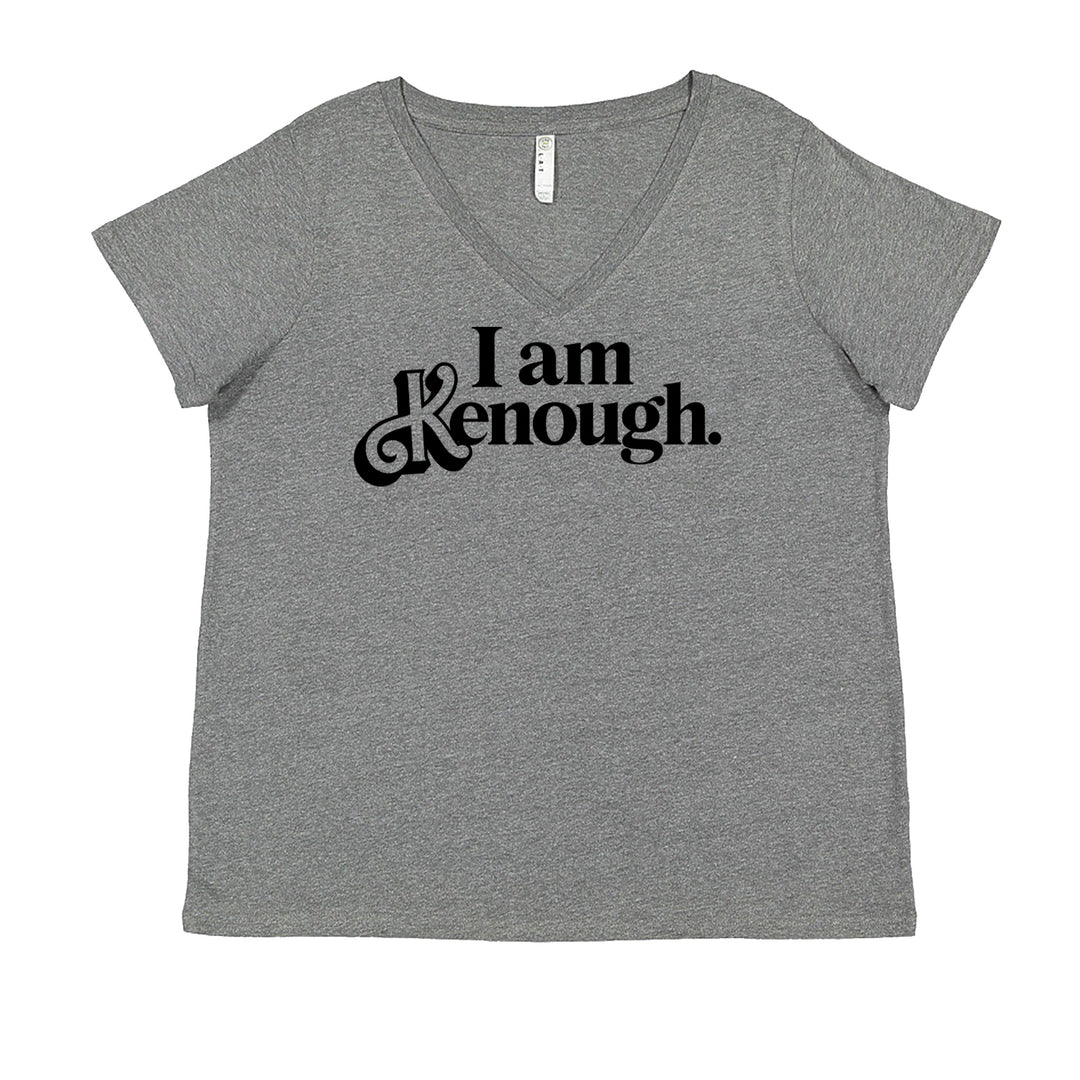 I Am Kenough Barbenheimer Ladies V-Neck T-shirt Heather Grey