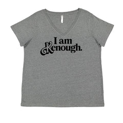 I Am Kenough Barbenheimer Ladies V-Neck T-shirt Heather Grey