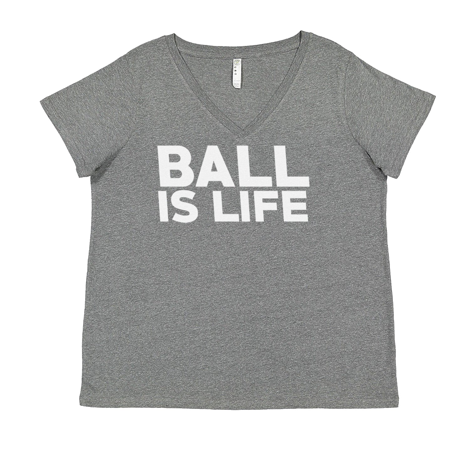 Ball Is Life Sports Enthusiasts Ladies V-Neck T-shirt Heather Grey