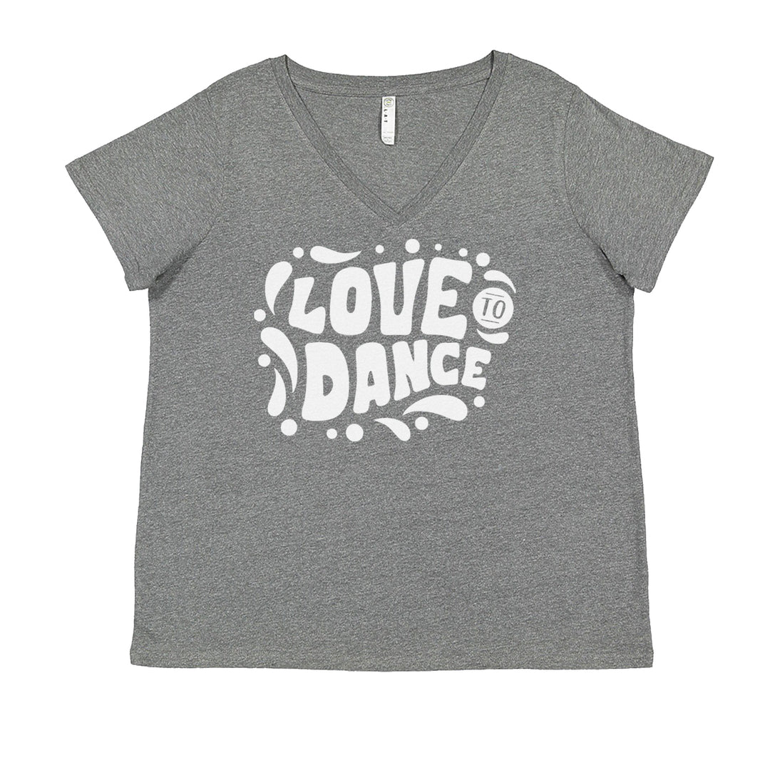 Love To Dance Ladies V-Neck T-shirt Heather Grey