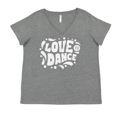 Love To Dance Ladies V-Neck T-shirt Heather Grey