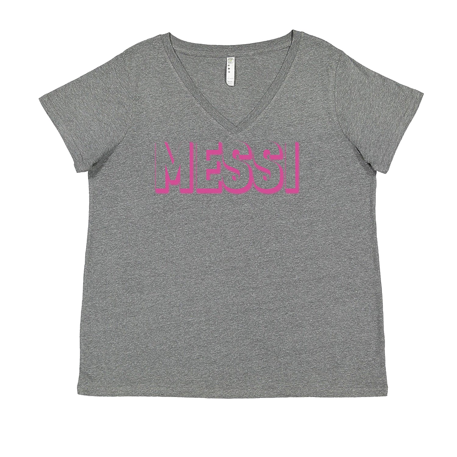 Messi OUTLINE Miami Futbol Ladies V-Neck T-shirt Heather Grey