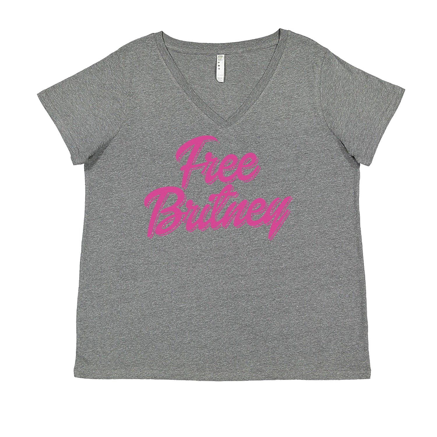 Pink Free Britney Ladies V-Neck T-shirt Heather Grey