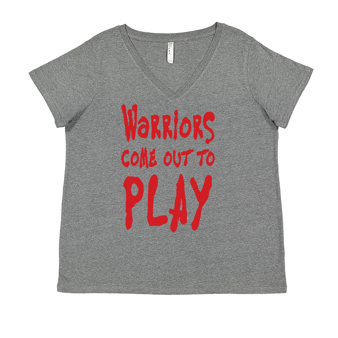 Warriors Come Out To Play  Ladies V-Neck T-shirt Heather Grey