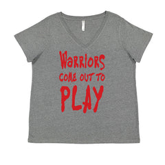 Warriors Come Out To Play  Ladies V-Neck T-shirt Heather Grey