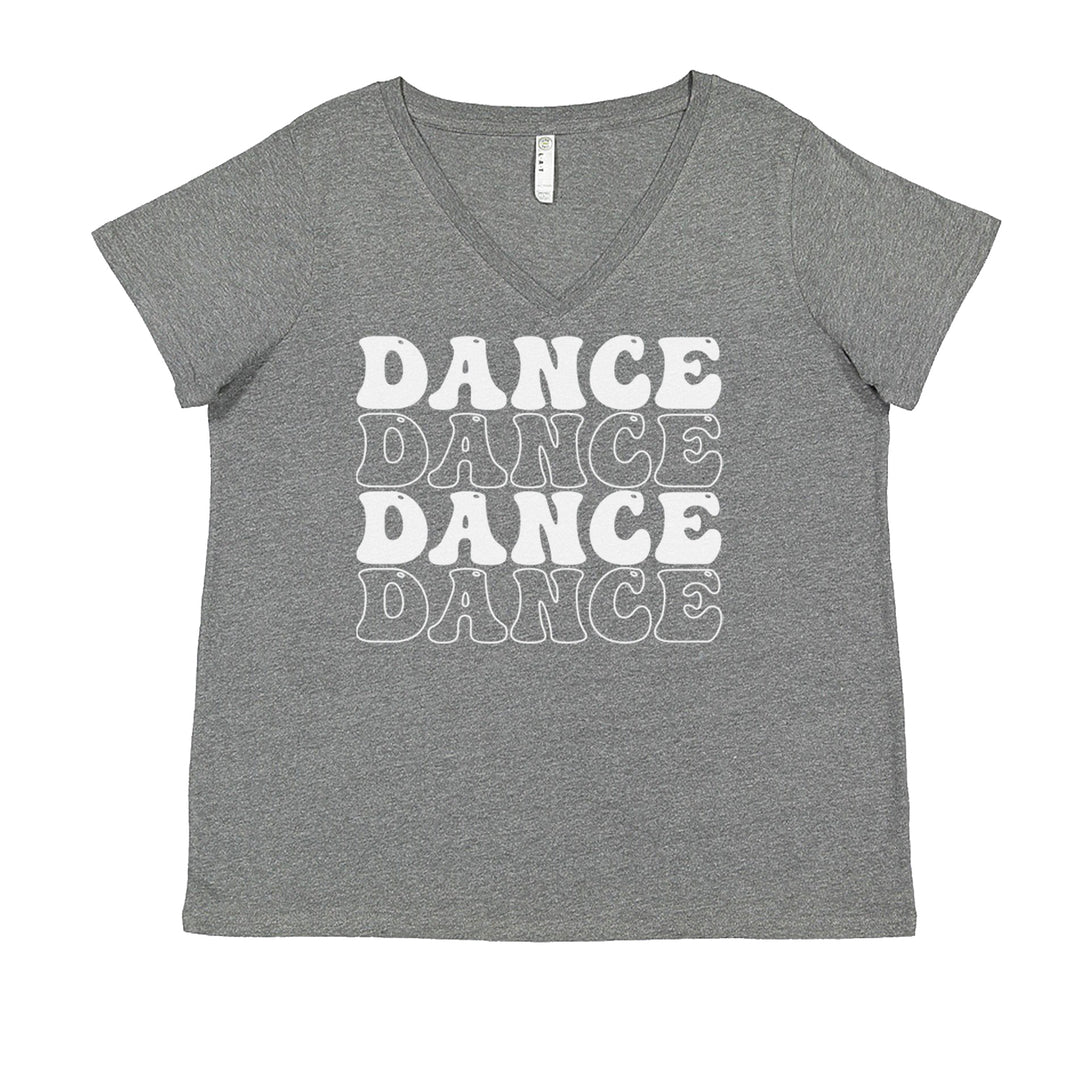 Dance Dance Dance Dance Ladies V-Neck T-shirt Heather Grey