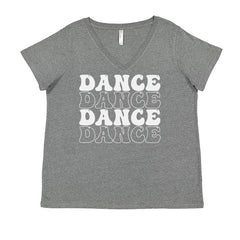 Dance Dance Dance Dance Ladies V-Neck T-shirt Heather Grey