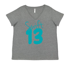 13 Swift 13 Lucky Number Era TTPD Ladies V-Neck T-shirt Heather Grey