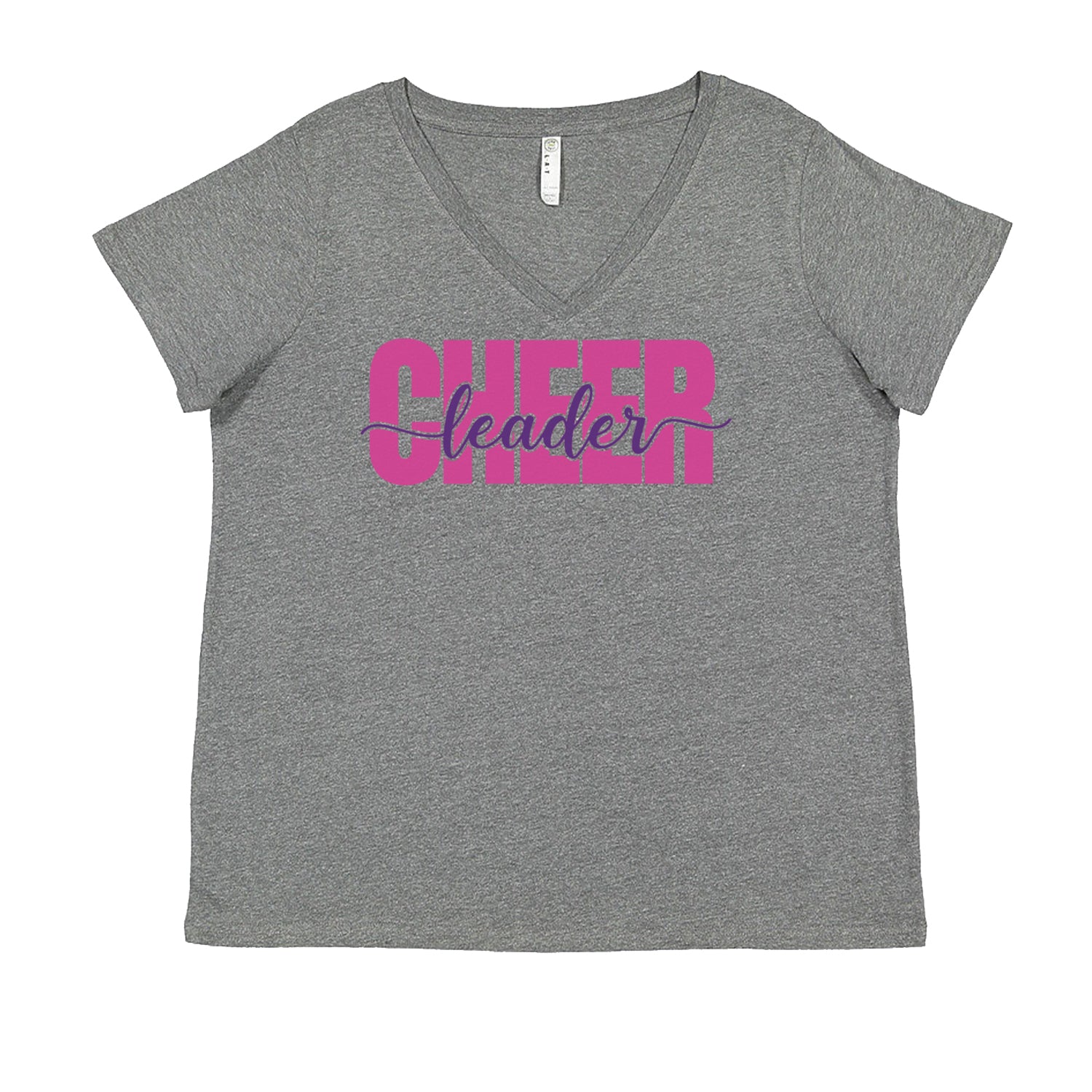 Cheerleader with Scripted Flair Ladies V-Neck T-shirt Heather Grey