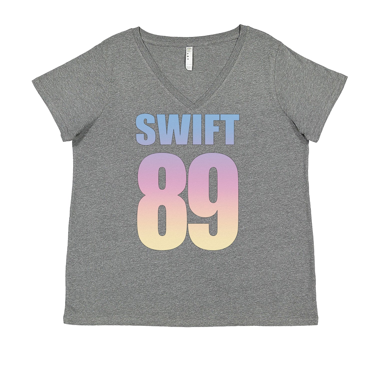 Lover Era Swift 89 Birth Year Music Fan TTPD Ladies V-Neck T-shirt Heather Grey