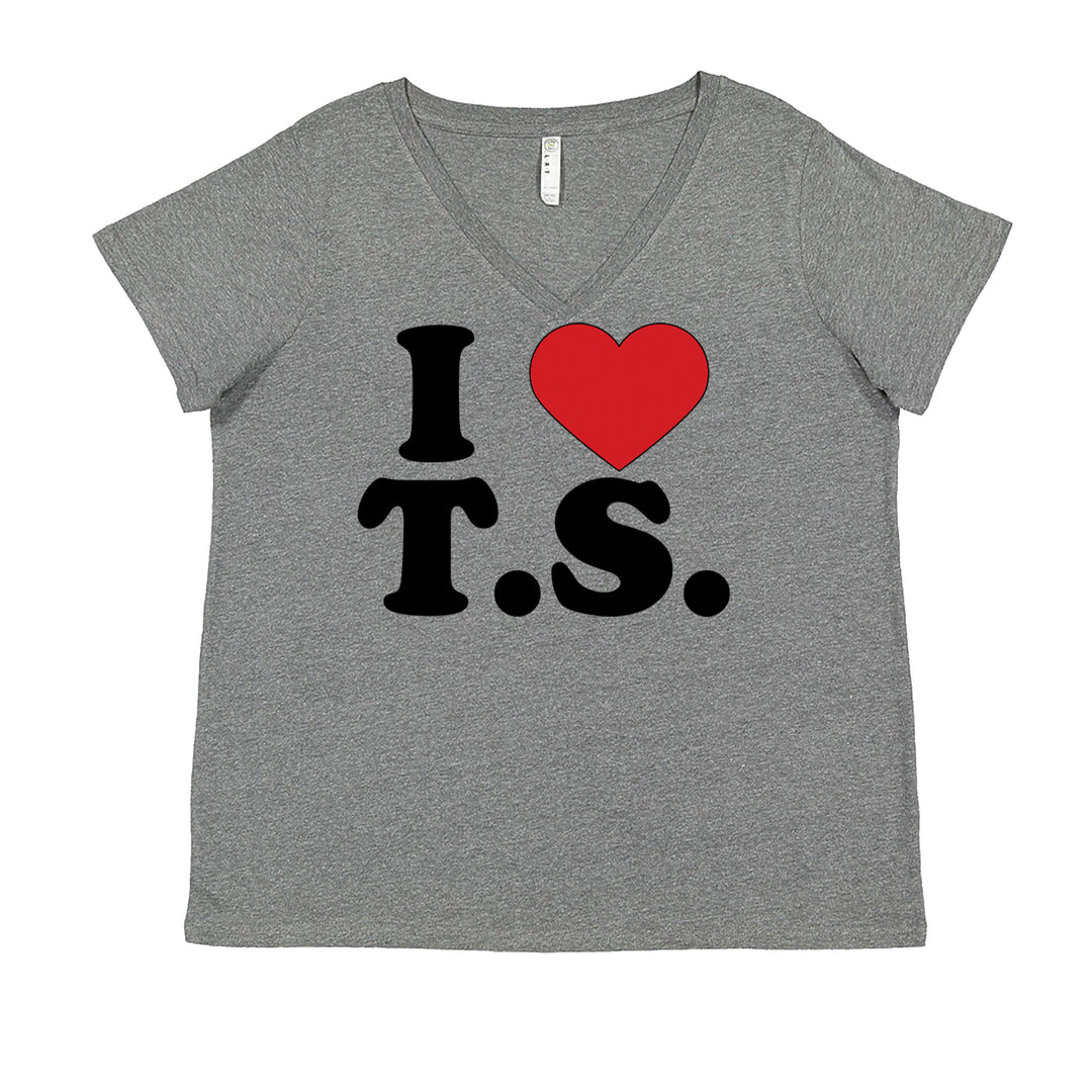 I Heart T.S. Concert Music Lover  Ladies V-Neck T-shirt Heather Grey