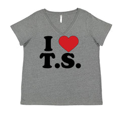 I Heart T.S. Concert Music Lover  Ladies V-Neck T-shirt Heather Grey