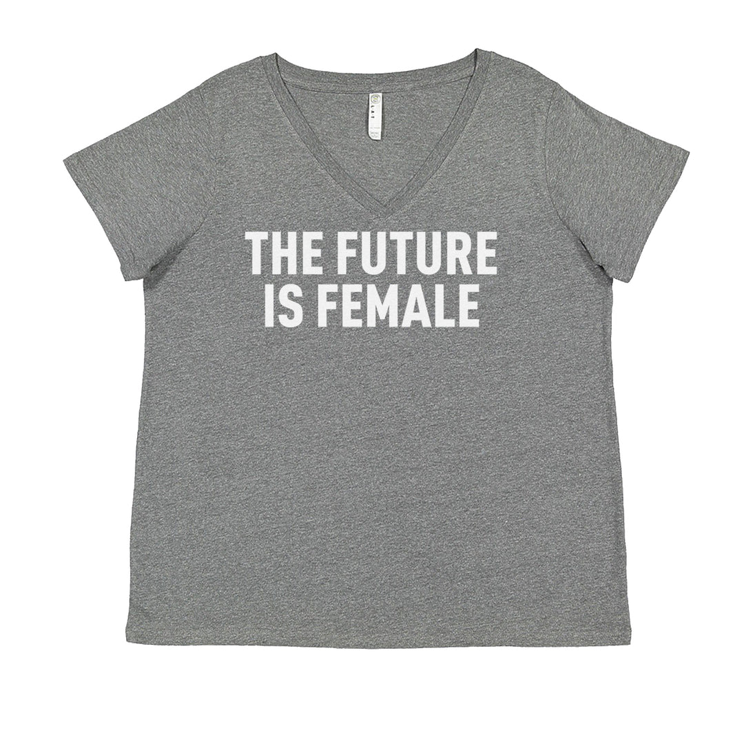 The Future Is Female Feminism  Ladies V-Neck T-shirt Heather Grey