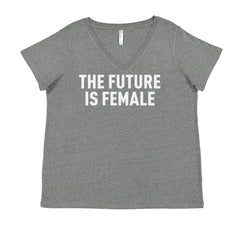 The Future Is Female Feminism  Ladies V-Neck T-shirt Heather Grey