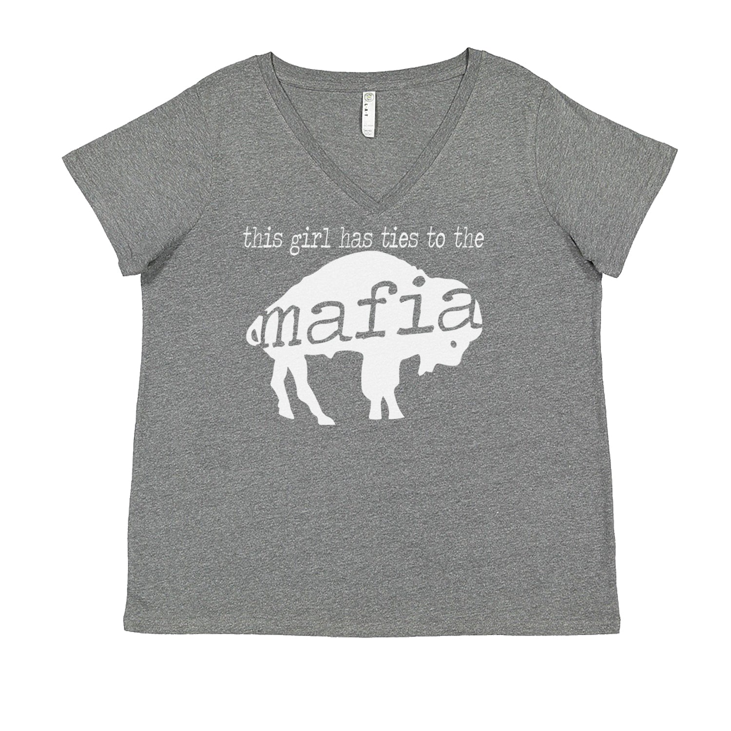 This Girl Has Ties To The Bills Mafia Ladies V-Neck T-shirt Heather Grey