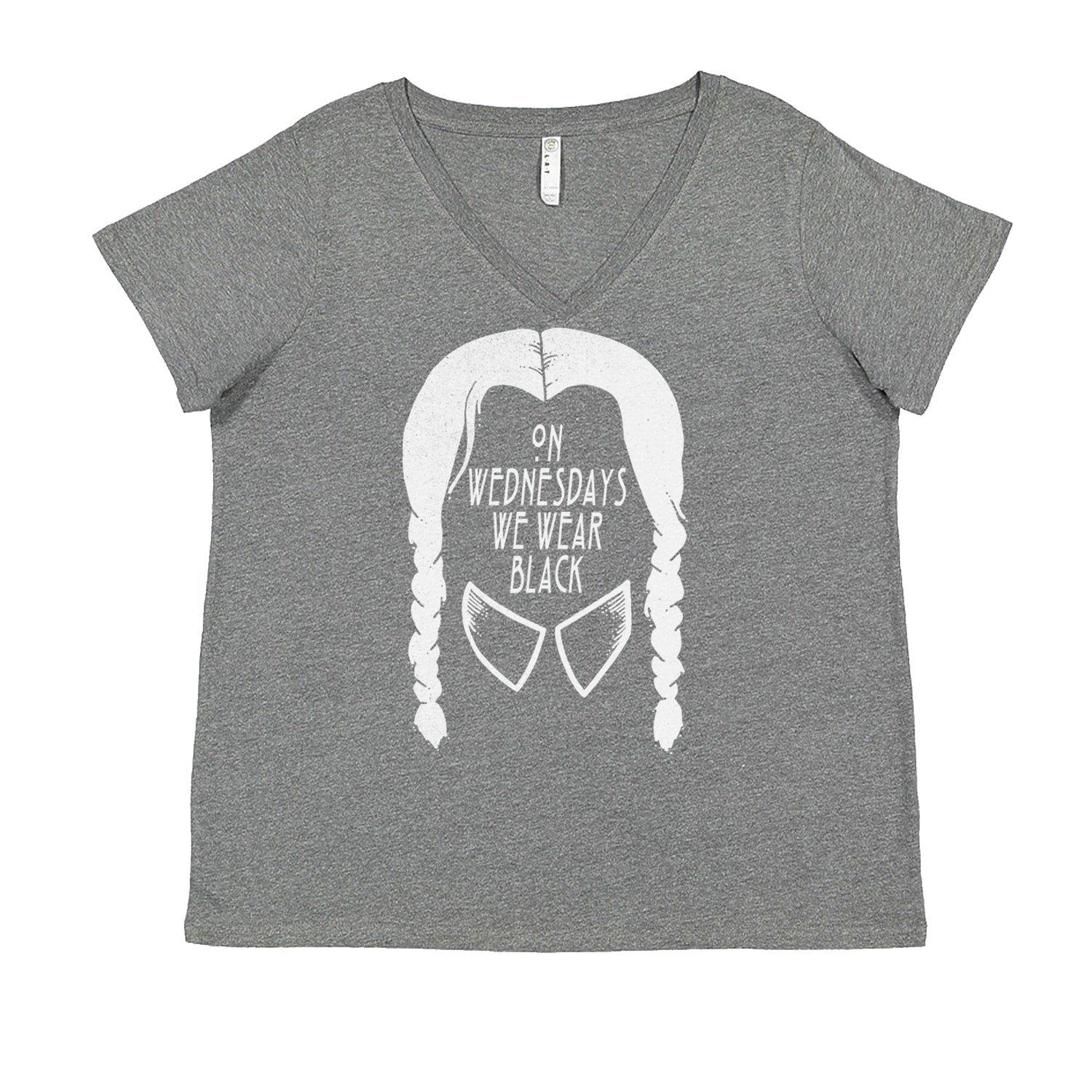 On Wednesdays, We Wear Black Ladies V-Neck T-shirt Heather Grey