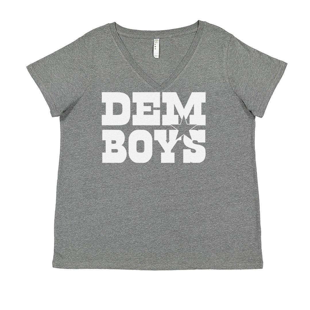Dem Boys Dallas Football Ladies V-Neck T-shirt Heather Grey