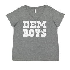 Dem Boys Dallas Football Ladies V-Neck T-shirt Heather Grey