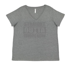 Straight Outta Cowboys Nation   Ladies V-Neck T-shirt Heather Grey