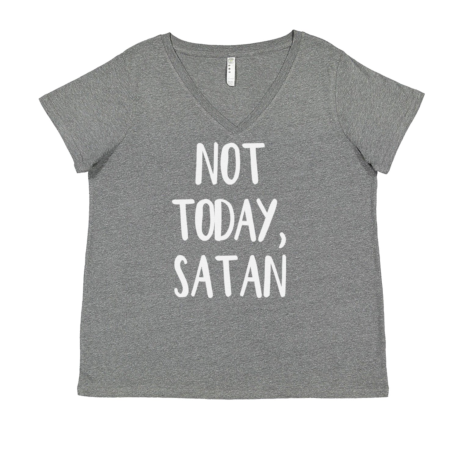 Not Today, Satan Jesus Already Won Ladies V-Neck T-shirt Heather Grey