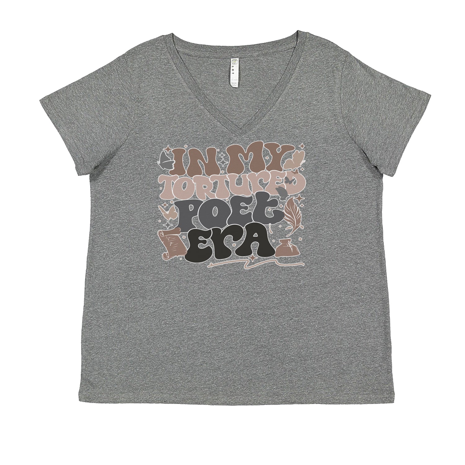 In My Tortured Poet Era TTPD Music Ladies V-Neck T-shirt Heather Grey