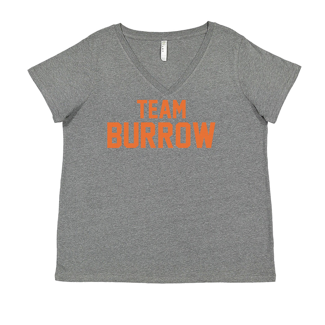 Team Burrow Cincinnati Ladies V-Neck T-shirt Heather Grey