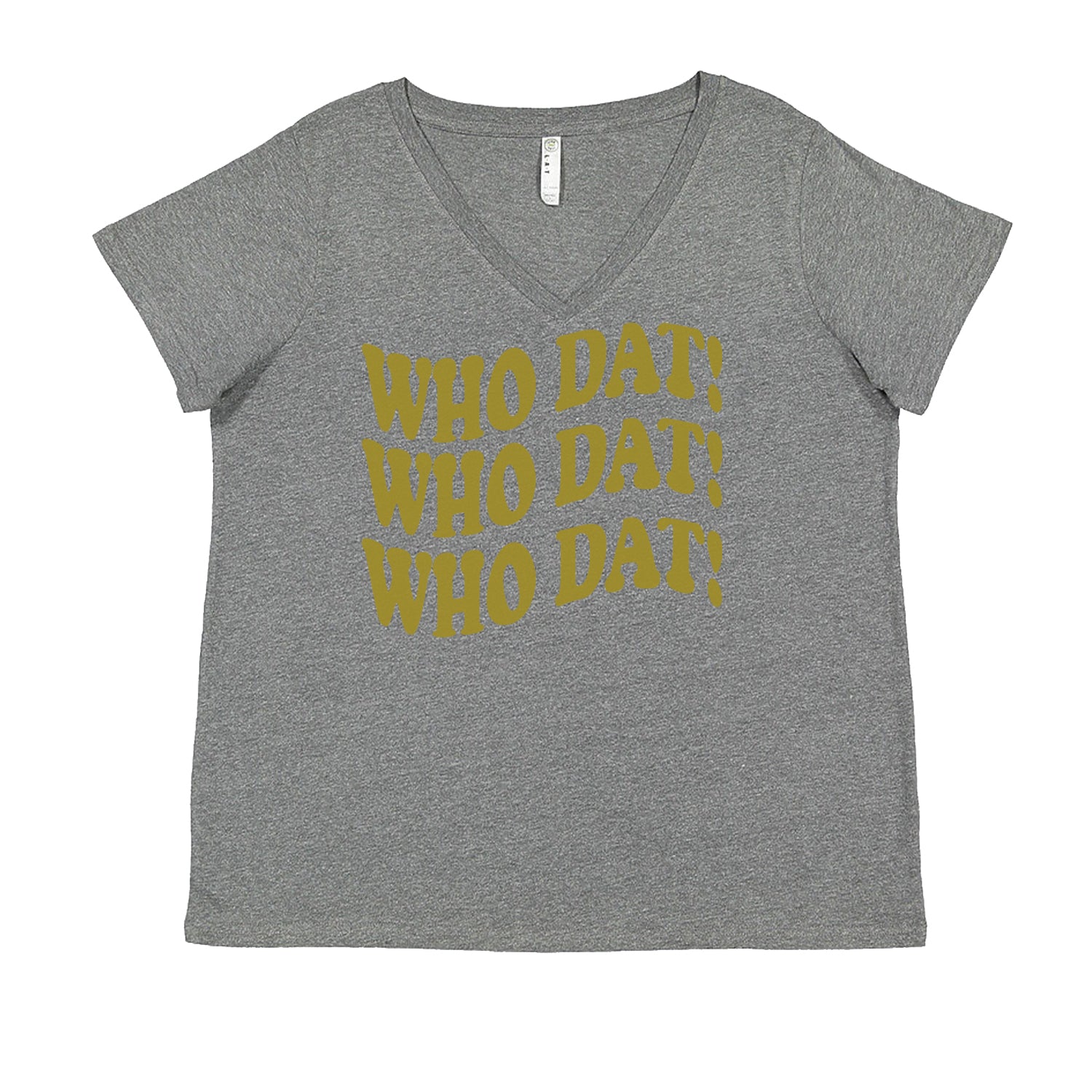 Who Dat Wavy Design Who Dat Nation Ladies V-Neck T-shirt Heather Grey