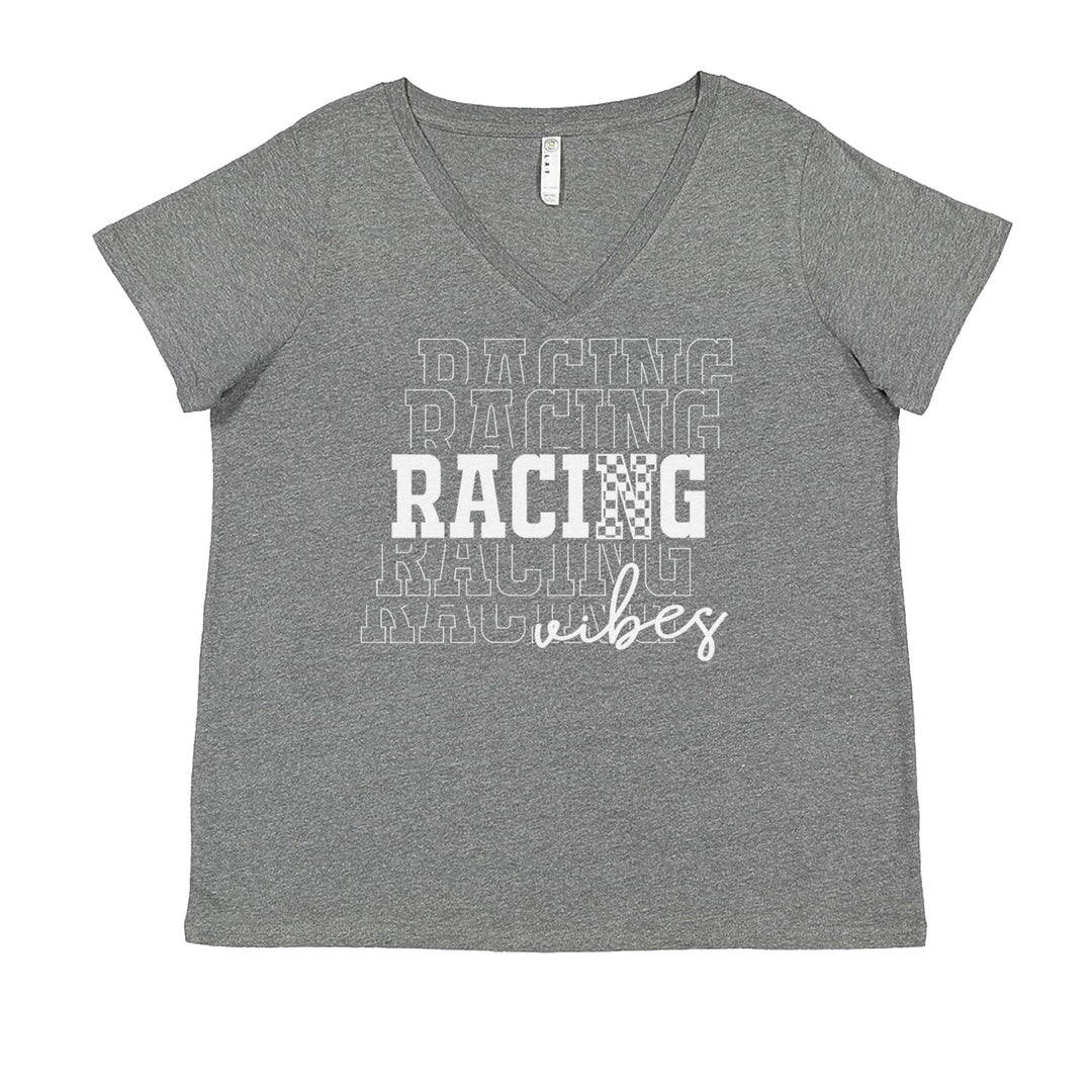 Racing Vibes Ladies V-Neck T-shirt Heather Grey