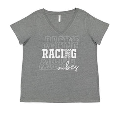 Racing Vibes Ladies V-Neck T-shirt Heather Grey
