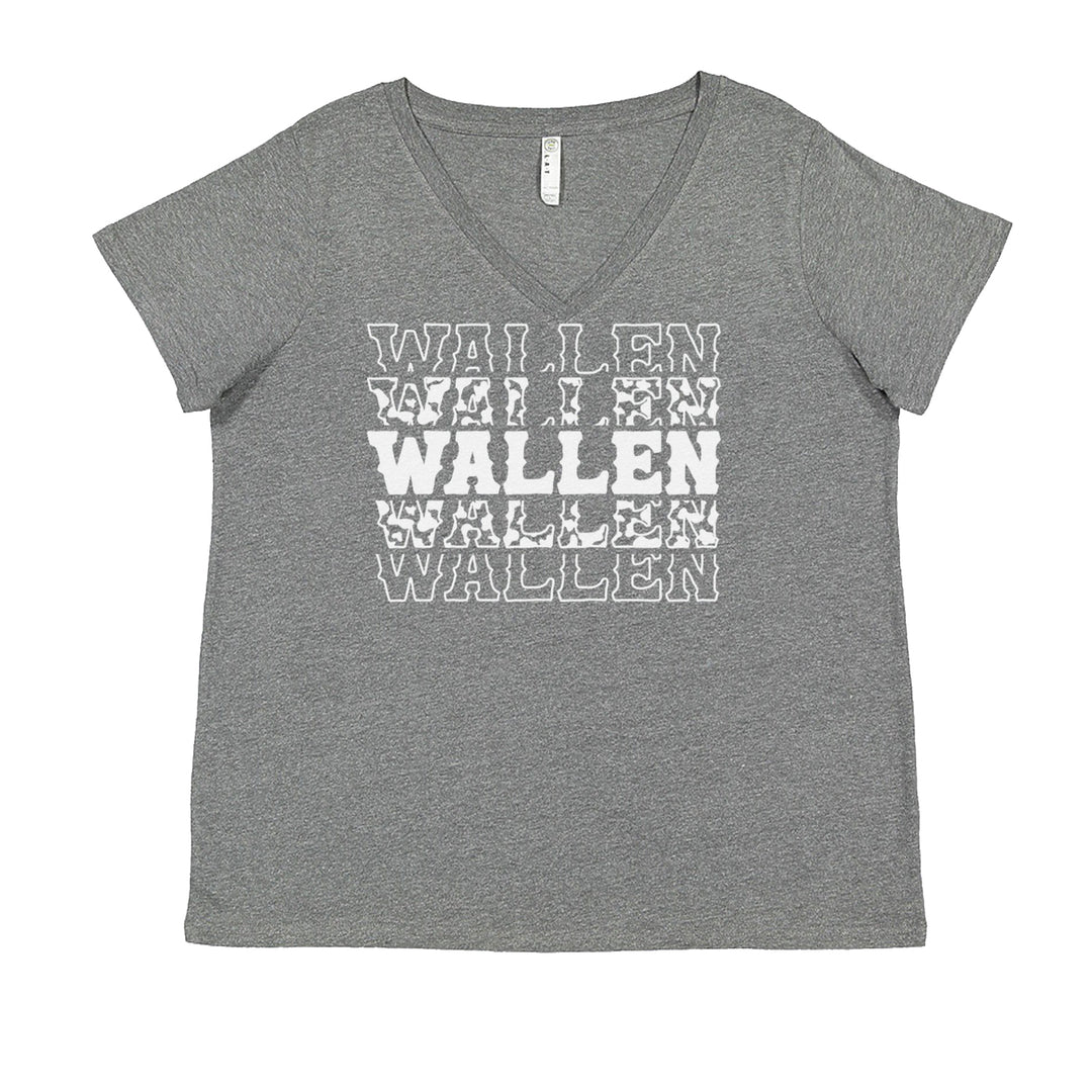 Wallen Country Music Western Ladies V-Neck T-shirt Heather Grey