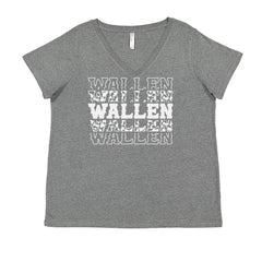 Wallen Country Music Western Ladies V-Neck T-shirt Heather Grey