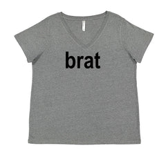 Brat Lime Green I'm So Julia Ladies V-Neck T-shirt Heather Grey