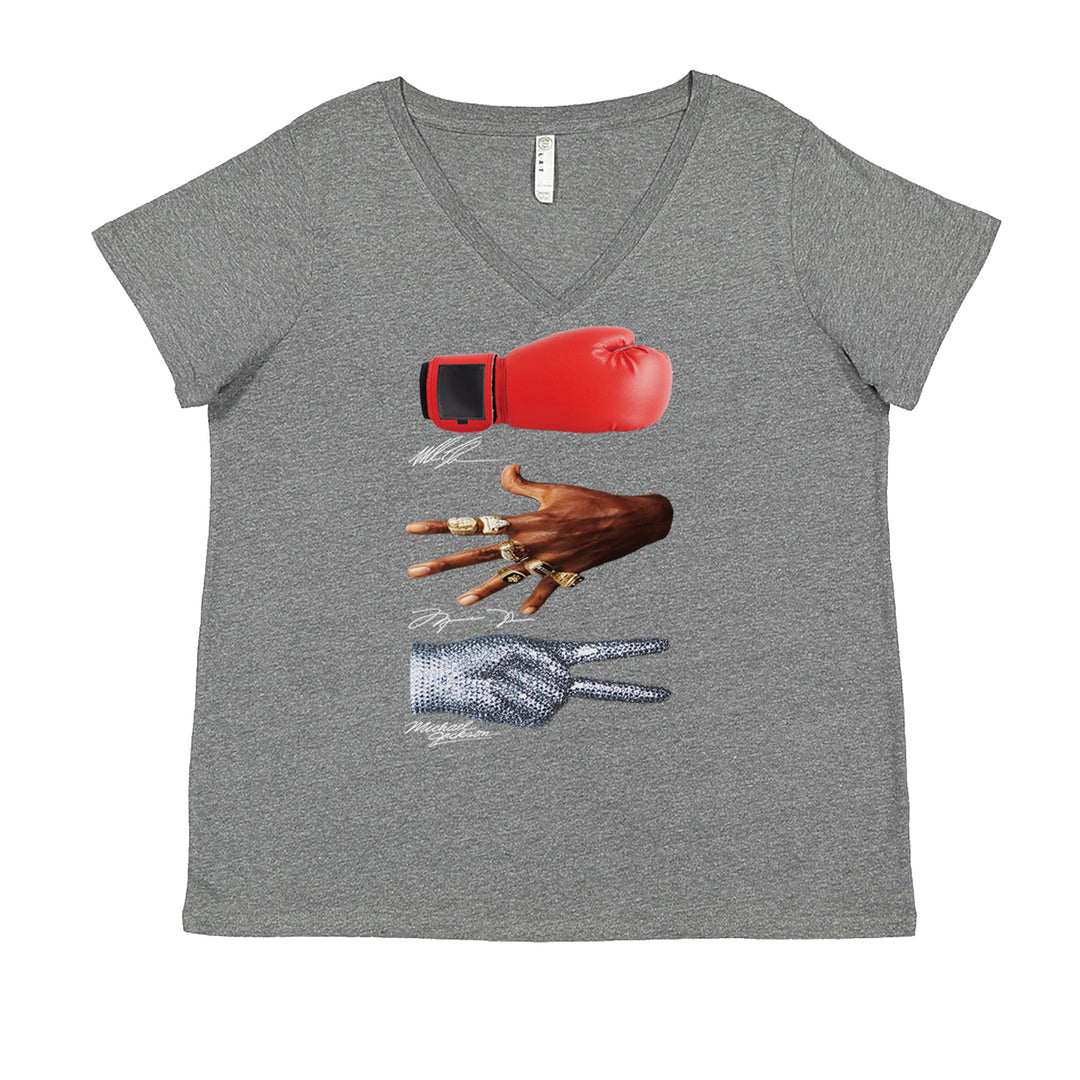 Tyson Jordan Jackson Iconic Michaels Ladies V-Neck T-shirt Heather Grey